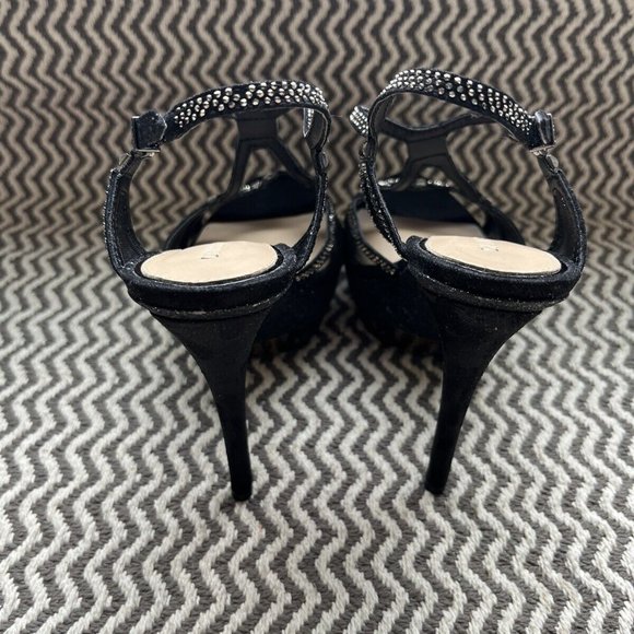 GIANNI BINI BLACK Pump Women Buckle Stiletto HEELS Peep Toe US-SIZE 6.5 - Picture 5 of 6